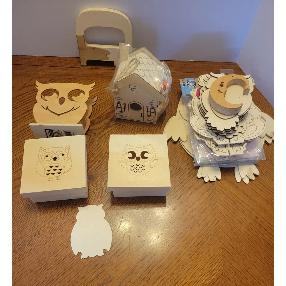 Unfinished Wooden Owl‎ Shapes, Boxes Arts & Crafts Decor Ready to Paint